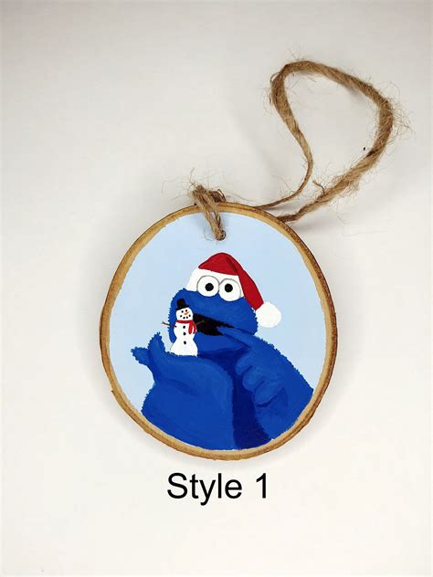 Cookie Monster Ornament Sesame Street Ornament Wood Slice Etsy