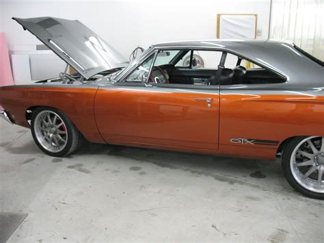 Opening a fresh can of burnt orange, pre reduced automotive paint. 68 GTX. grey silver burnt orange. copper. rushforth brushed wheels pro touring 15k interior ...