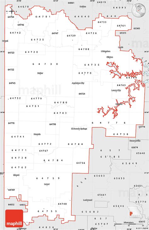Silver Style Simple Map of ZIP Codes Starting with 647