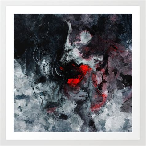 Red And Black Minimalist Abstract Painting Art Print By