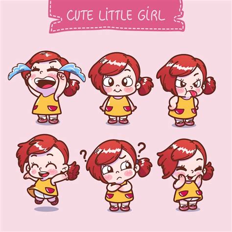 Premium Vector Cute Little Girl Collection
