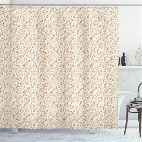 Floral Shower Curtain Flower Complex Design With Soft Colors Vintage