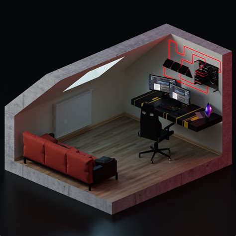 Gaming room set-up 3D model | CGTrader