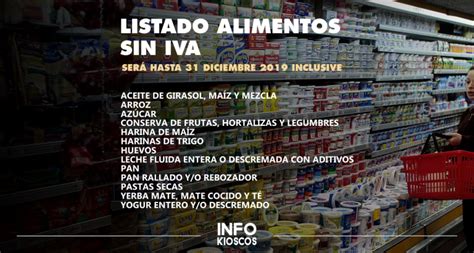 Listado De Alimentos Sin Iva Hasta Fin De Año Infokioscos®