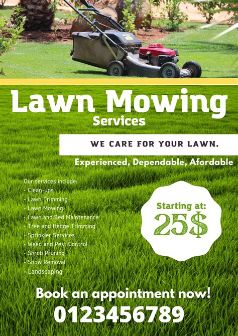 Lawn Mowing Flyer Cutting Services Lawn Care Flyer Mowing Etsy