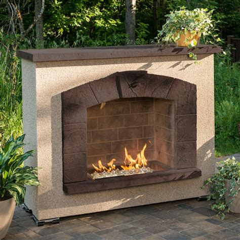 Outdoor Greatroom Stone Arch Fireplace