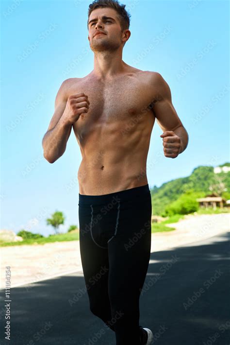 Sport Topless Handsome Athletic Man With Fit Muscular Body In