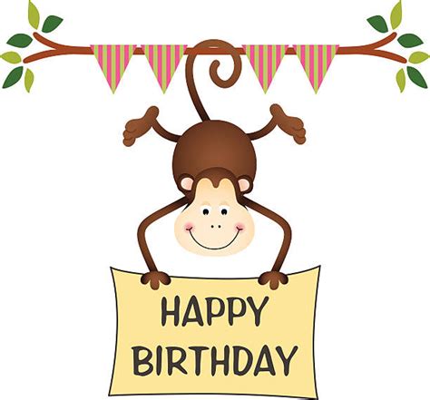 Happy Birthday Monkey Clip Art Illustrations Royalty Free Vector