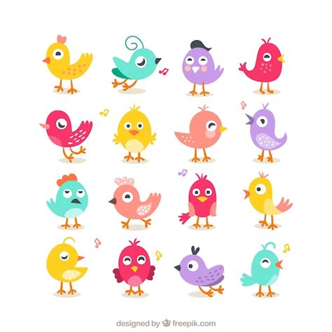 Collection Of Cute Birds Vector Free Download