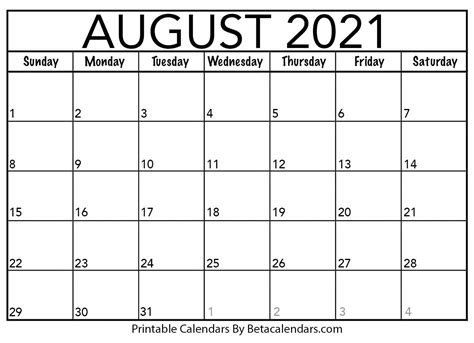 August 2021 Calendar Free Printable With Time Slots Month Calendar