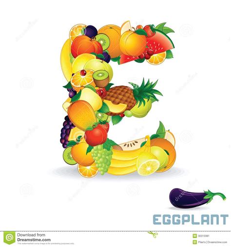 Alphabet De Vecteur De Fruit. Lettre E Illustration de Vecteur