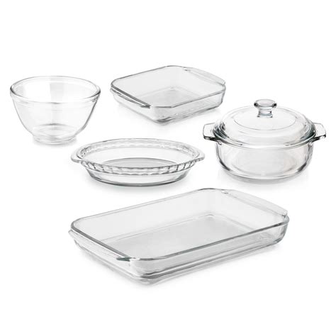 Libbey Baker S Basics 5 Piece Glass Casserole Baking Dish Set With 1 Cover