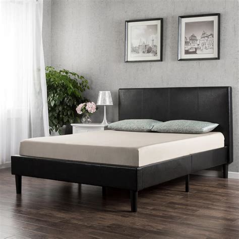 Zinus Deluxe Upholstered Faux Leather Espresso Full Platform Bed Hd