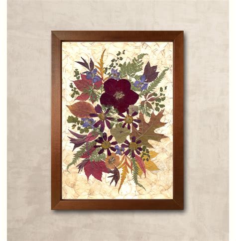 Add an artsy element to your living space with this dried flower framed canvas. Pressed Flower Art Pressed Rose Framed Dried Leaves Cozy ...