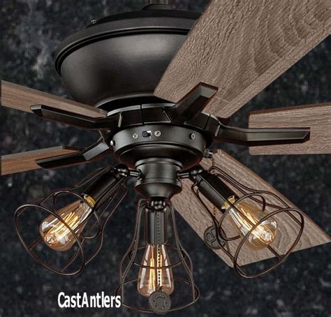 Crafted with simple materials like wood, glass and metal, our selection of rustic ceiling lights work well with a broad range of home decor styles, from cottage and traditional. 52" Edison Rustic Ceiling Fan w/ Industrial Cage Light ...
