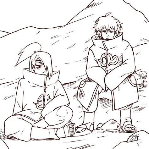 Deidara Sitting And Sasori Coloring Page Download Print Or Color Online For Free