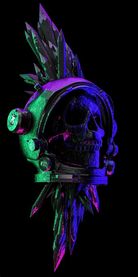 Neon Skull Punk Phone Wallpaper Skull Wallpaper Skull Art Polygon Art