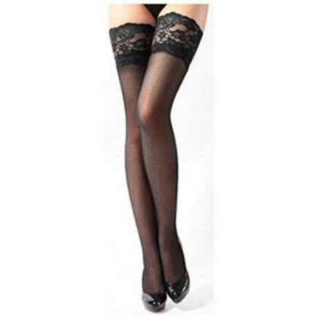3 Pairs Sexy Womens Thin Sheer Lace Stocking Top Stay Up Thigh High