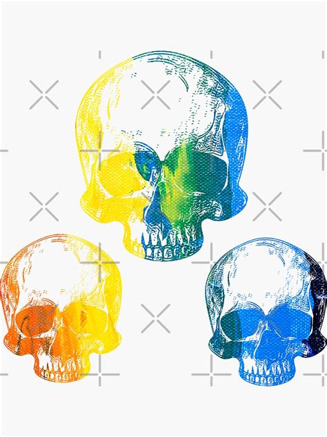 Tri Skulls Rainbow Sticker By Bubblecrumbs Redbubble