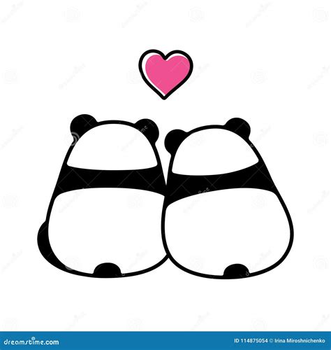 Cute Panda Couple In Love Stock Vector Illustration Of Animal 114875054