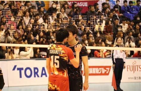 two japanese volleyball players kiss in the middle of their game koreaboo