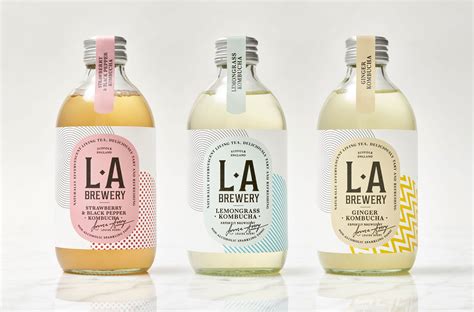 Because kombucha has a naturally vinegary taste, many brands add fruit for a second round of fermentation and a sweeter end result. LA-Brewery-1 | Kombucha brands, Drinks packaging design ...