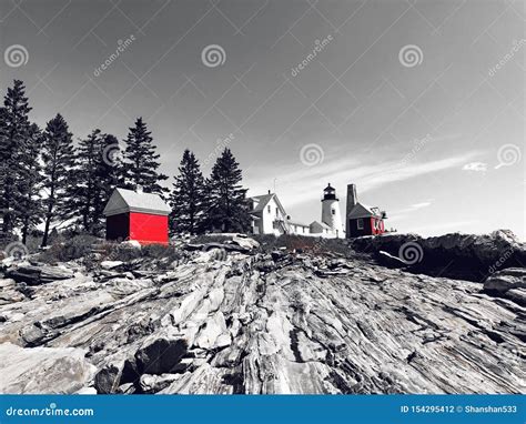 A View From The Rocks Of Pemaquid Point Lighthouse Stock Photo Image