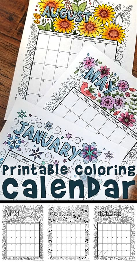 Coloring Calendar 2021 Printable 2021 Calendar