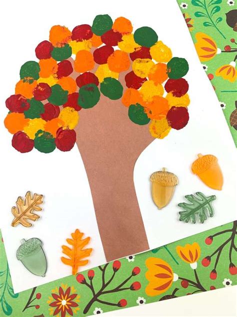 Fall Handprint Tree Craft Painting With Pom Poms Made In A Pinch