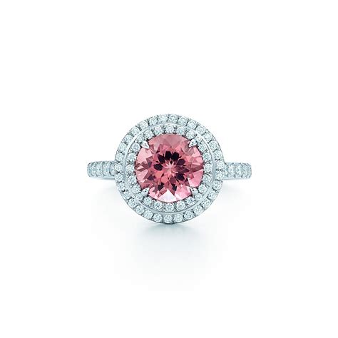 Tiffany Soleste Ring In Platinum With Diamonds And A Pink Tourmaline
