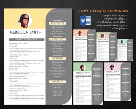 A Professional Resume Template Is Shown In This Image With The Cover