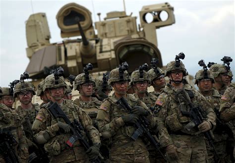 Members Of The Us Mechanised Infantry Company Form 1st Brigade 3rd