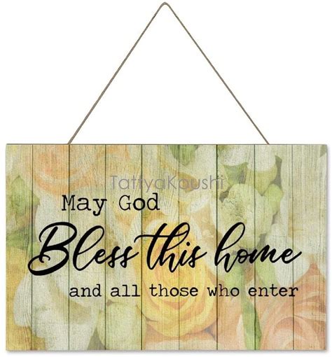 Hanging Wooden Sign With Saying May God Bless This House And All Those