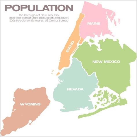 Map The Five Boroughs Of New York City Matched By Population To