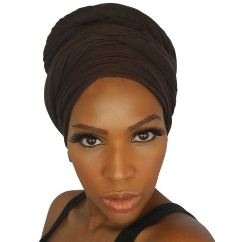 Stretch Head Wraps For Women Chocolate Brown Extra Long Etsy