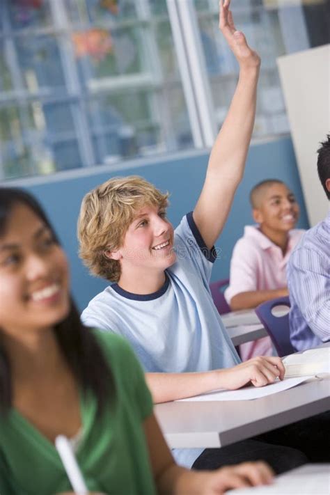 School Children In High School Class Stock Image Image Of Asking