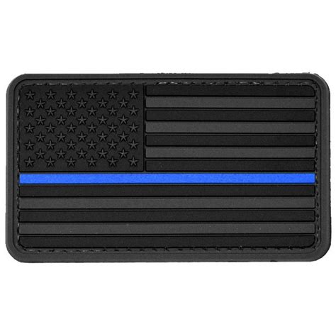 Us Flag Blue Line Police Pvc Morale Patch 3d Tactical Badge Hook And