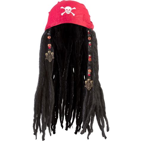 Red Pirate Bandana Skull With Dreads Halloween Costume