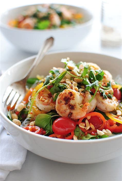 This chopped thai shrimp salad is loaded with veggies and tossed with a homemade garlic lime herb dressing. Thai Shrimp Salad | Bev Cooks