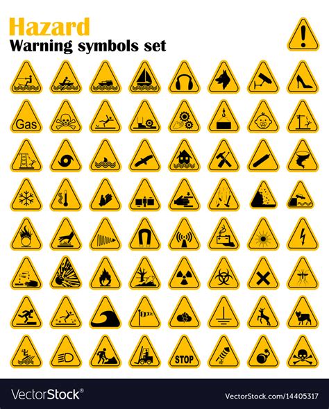 Warning Hazard Triangle Signs Set Royalty Free Vector Image