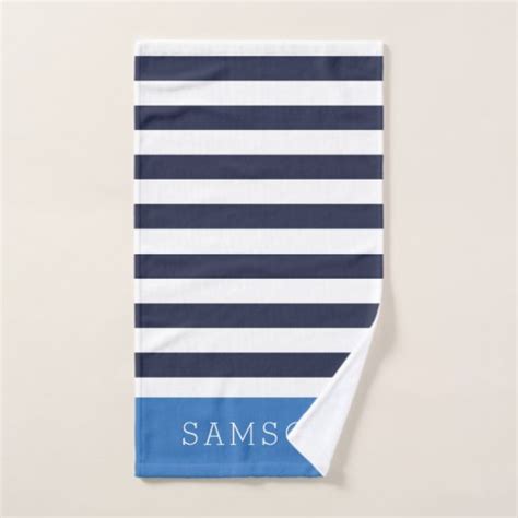 Navy And Blue Stripes Monogram Editable Colors Bath Towel Set Zazzle