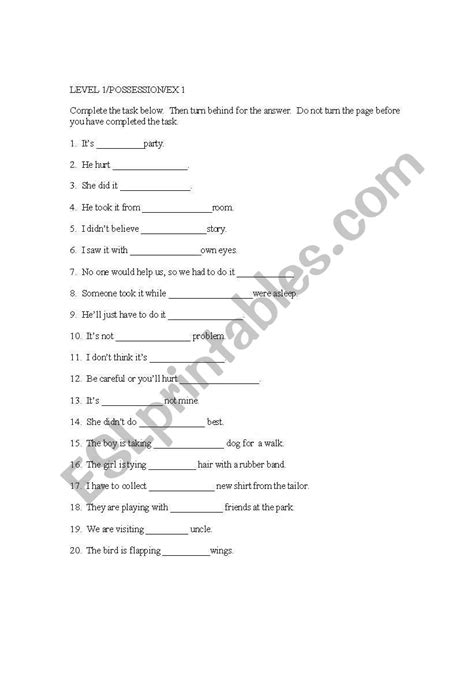 English Grammar Worksheet