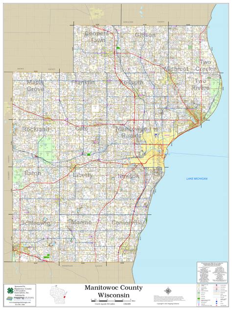 Manitowoc County Wisconsin 2023 Wall Map Mapping Solutions
