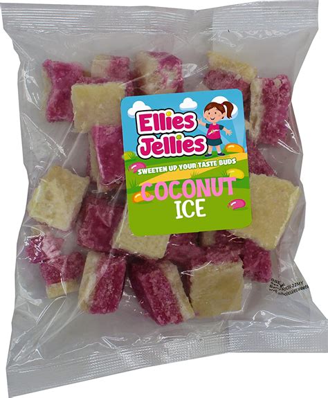Ellies Jellies Coconut Ice 500g Crumbly Pink And White Fruit