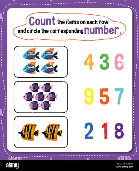 Math Count Number Worksheet Illustration Stock Vector Image And Art Alamy