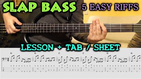 Slap Bass 5 Easy Riffs Beginner And Intermediate Bass Lesson With Tabs Slap Bass Tutorial