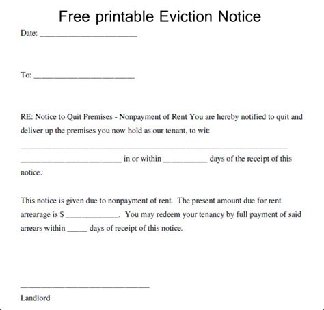 Free Printable Eviction Notice Template Uk Printable Templates