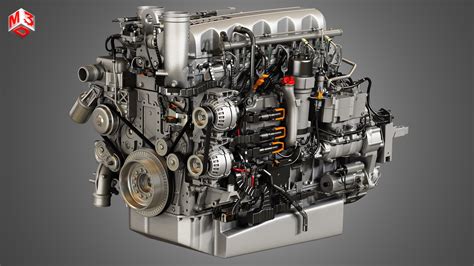 Mx13 Heavy Duty Truck Engine 6 Cylinder Diesel Engine 3d Model Cgtrader