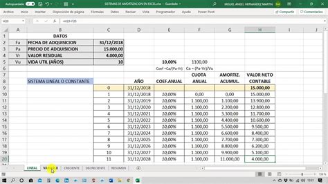 Amortizaciones Contables Con Excel Youtube