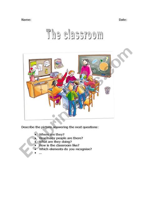 Classroom Description Esl Worksheet By Nuryah